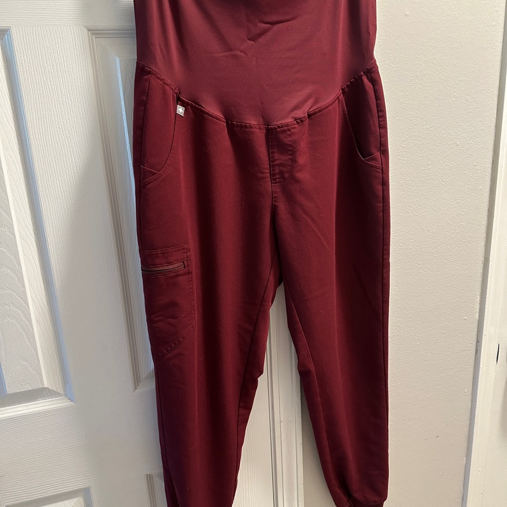 Figs Burgundy Maternity Scrub Set